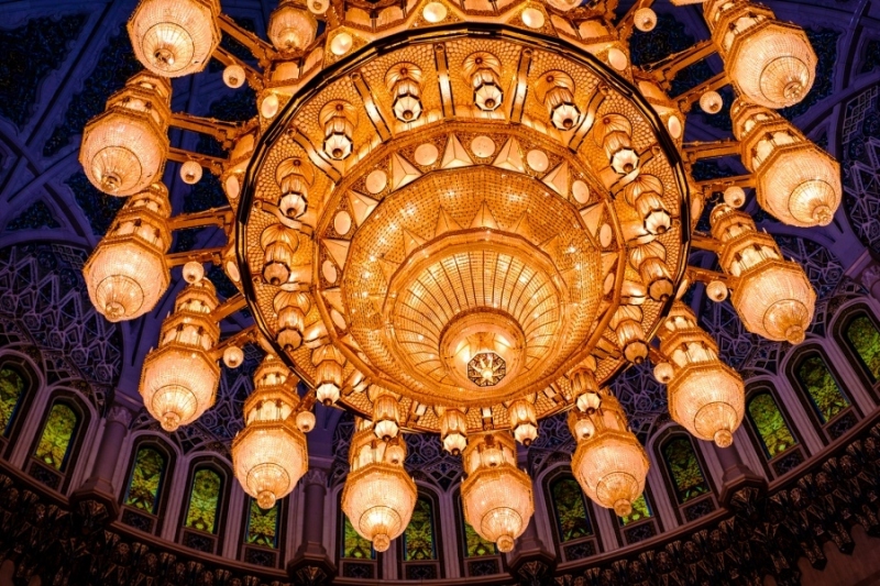 The chandelier of the Sultan Qaboos Grand Mosque, Muscat, Oman