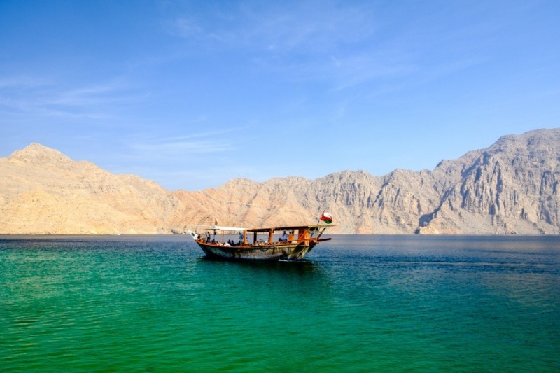 A dhow cruising the emerald waters